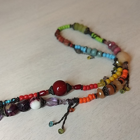 Boho Multi Colored Semi Prescious Stone Necklace - Picture 5 of 8